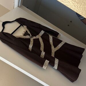 Free People Brown and Cream Mini Dress